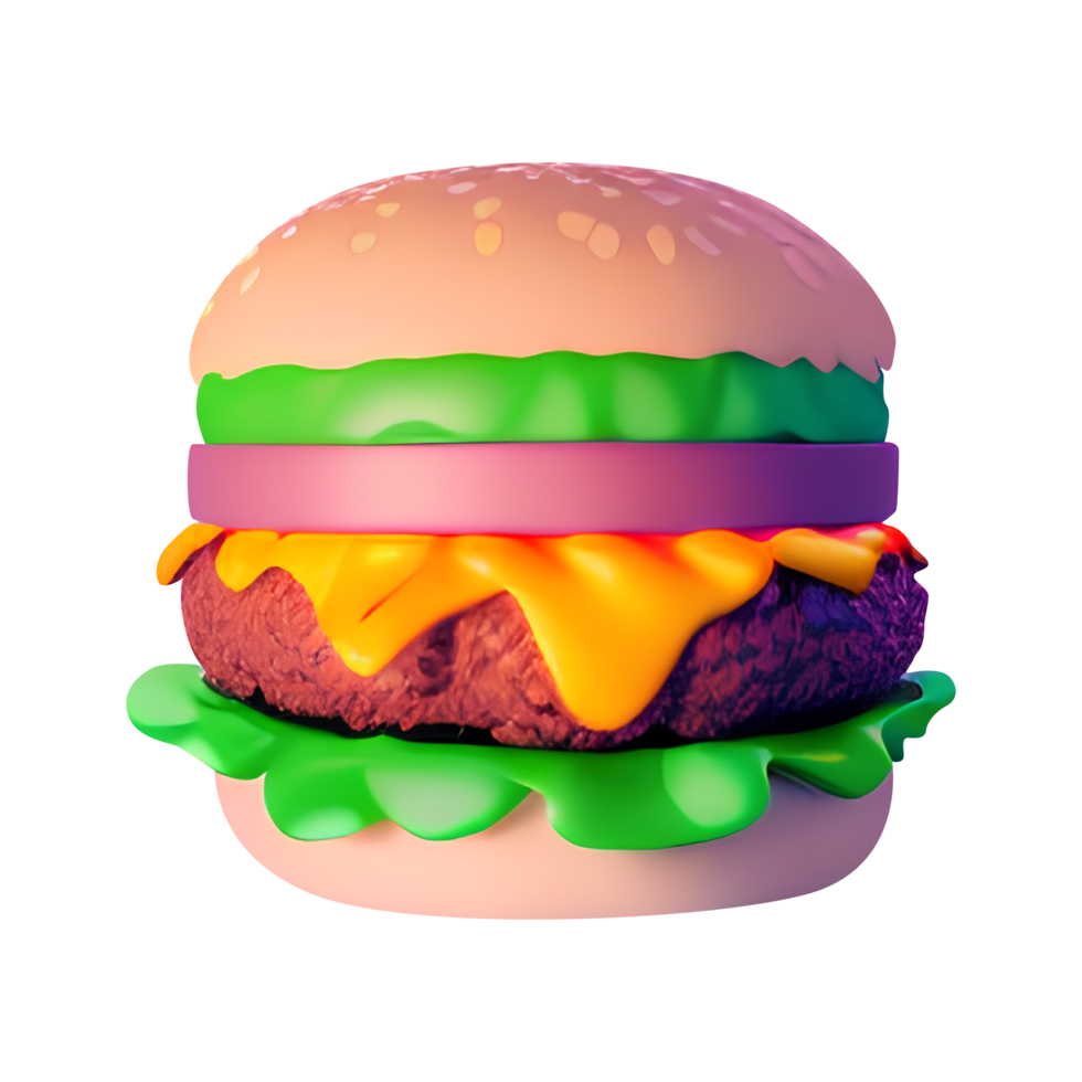 hamburger sur fond blanc illustration 3d png