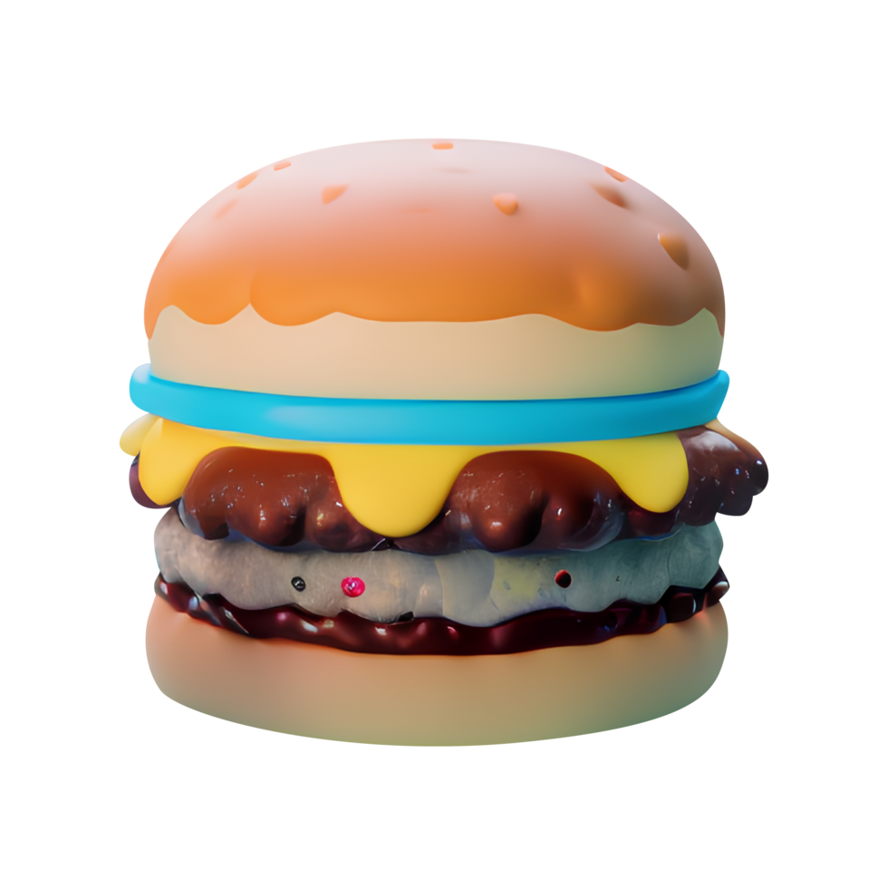 Hamburger auf weißem Hintergrund 3D-Darstellung png