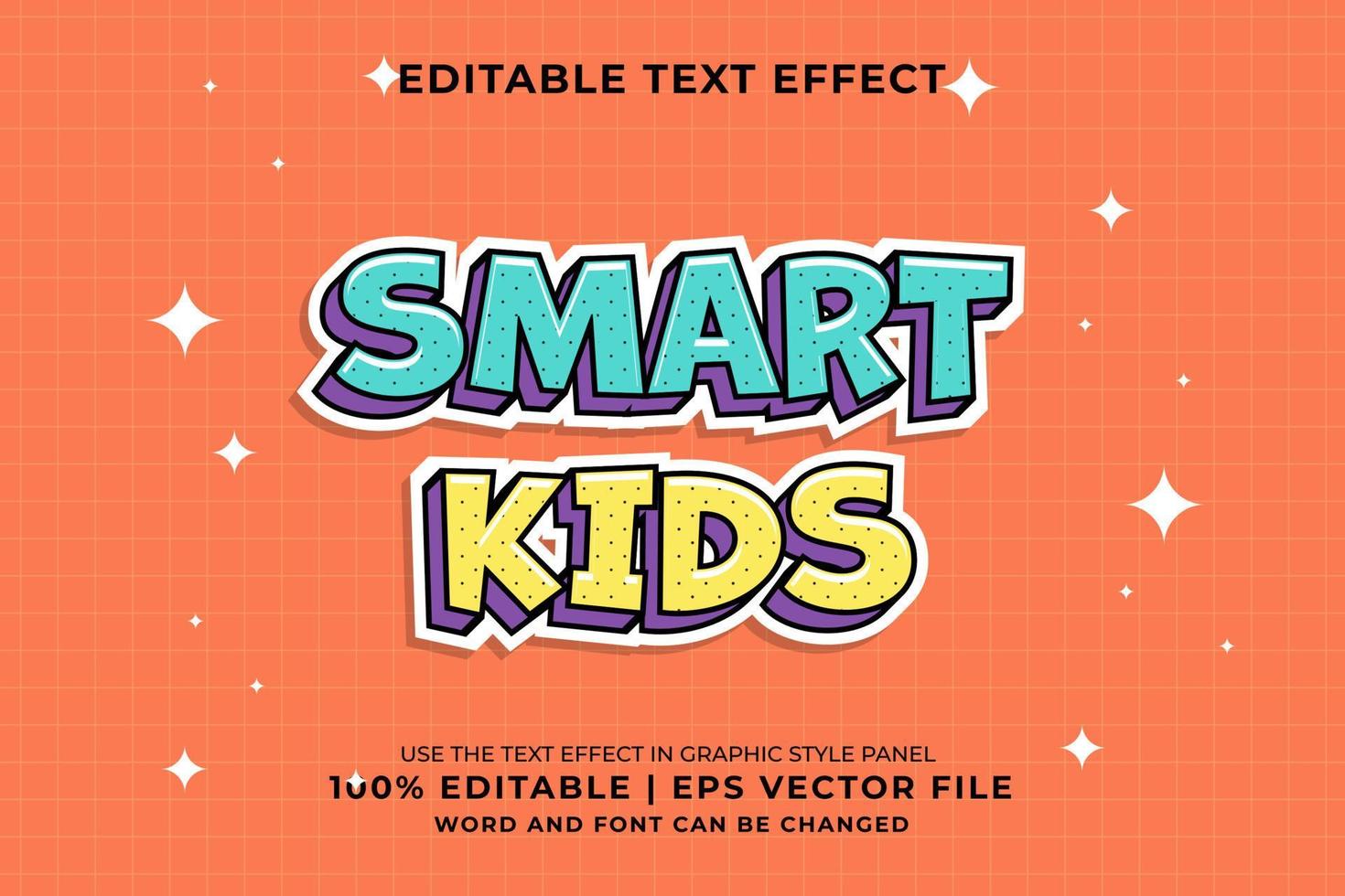 Editable text effect - smart kids Cartoon template style premium vector