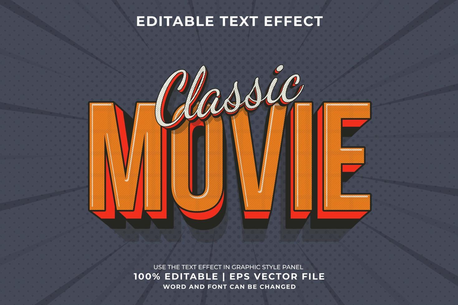 Editable text effect - Classic Movie Retro template style premium vector