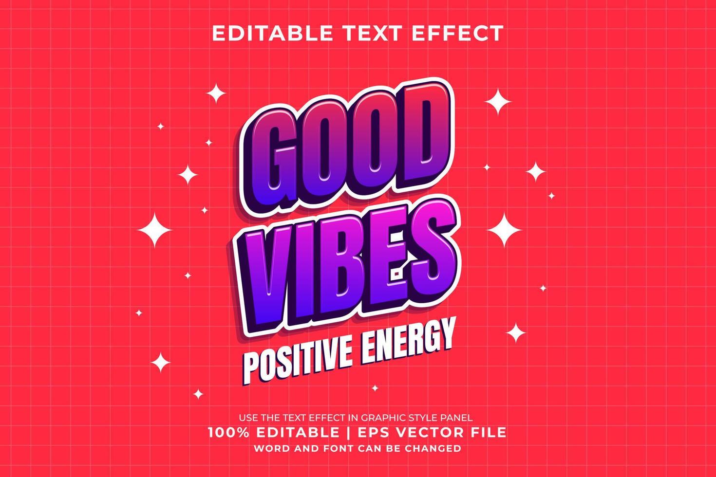 Editable text effect - good vibes Cartoon template style premium vector