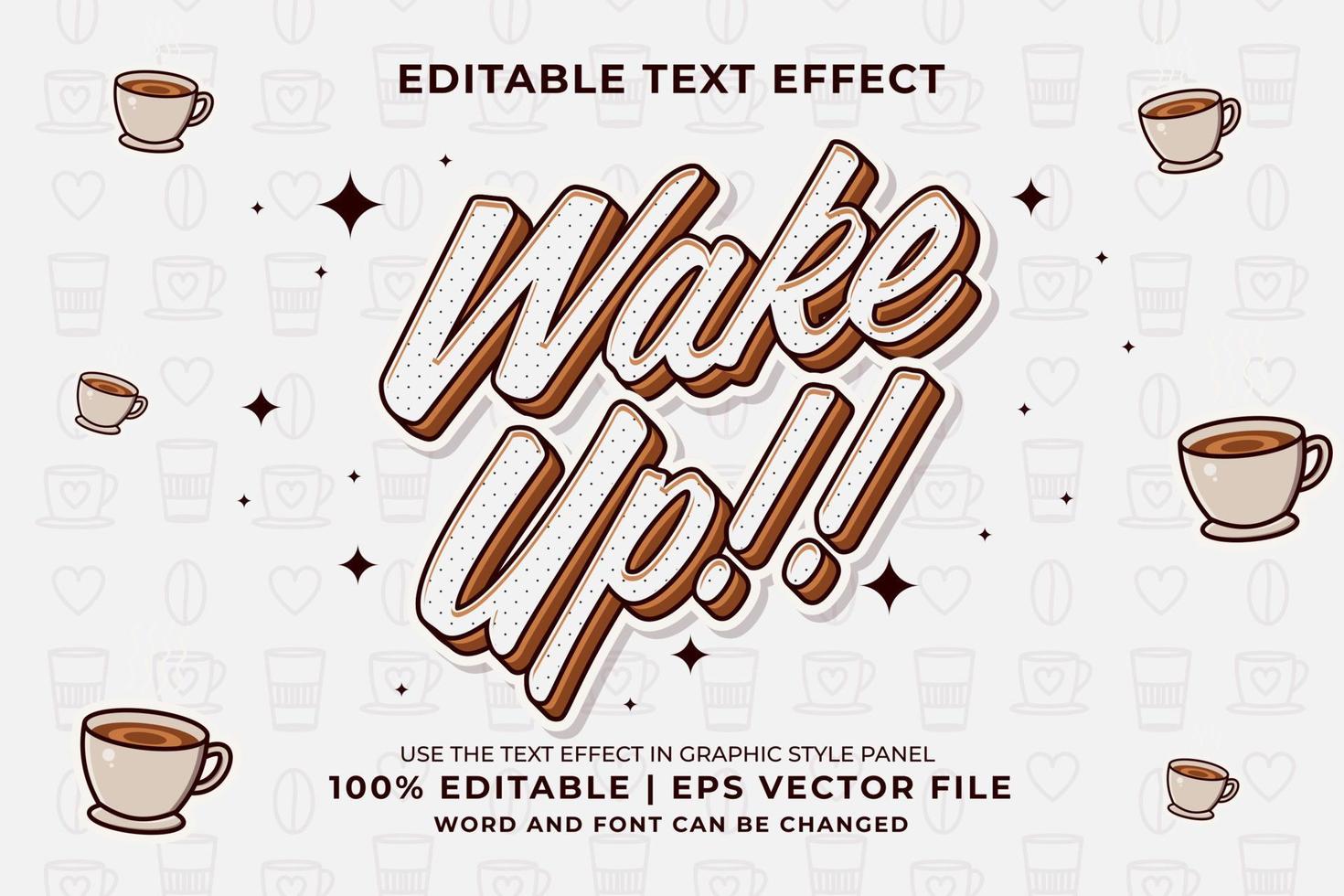 Editable text effect - wake up Cartoon template style premium vector