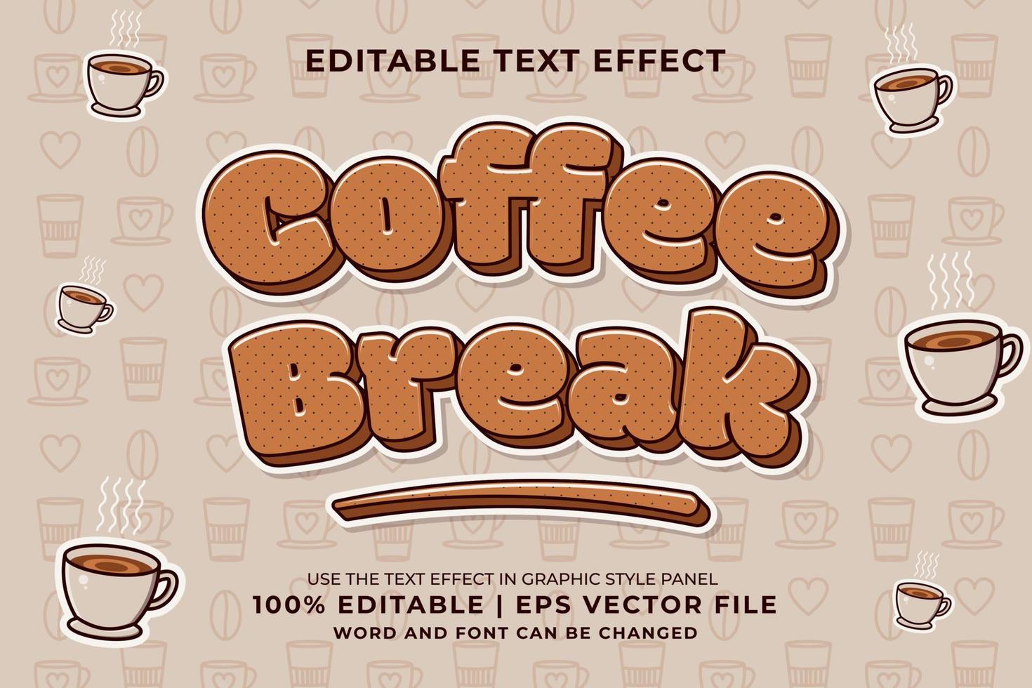 Editable text effect - Coffee Break Cartoon template style premium vector