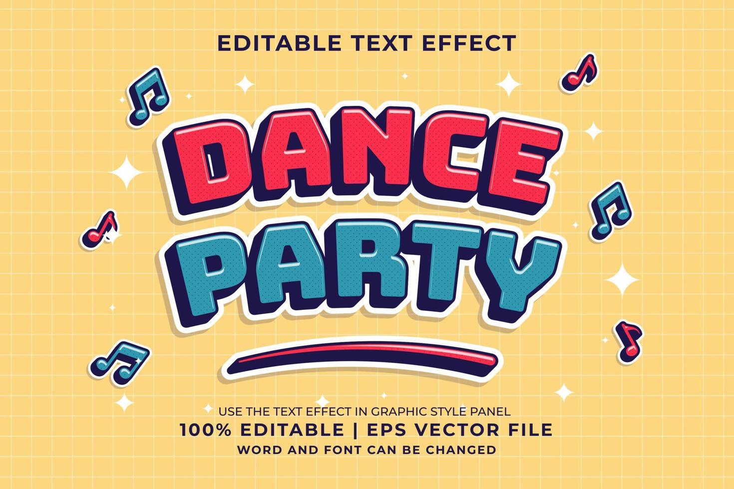 Editable text effect - Dance Again Cartoon template style premium vector