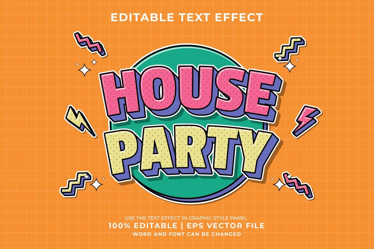 Editable text effect - House Party Cartoon template style premium vector