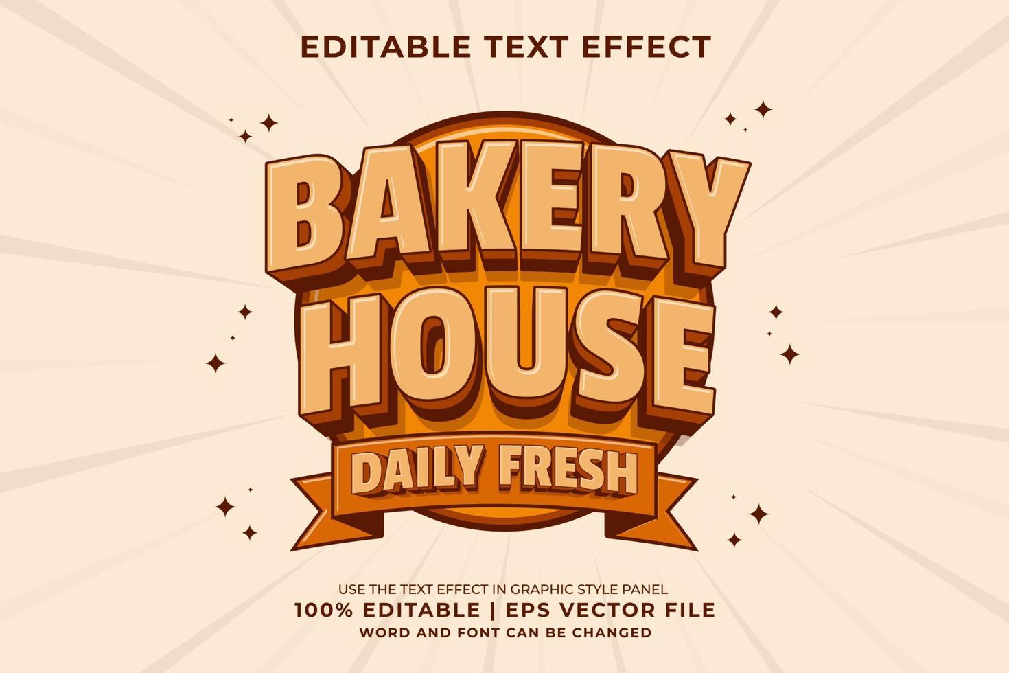 Editable text effect - Bakery House Logo 3d Traditional Cartoon template style premium vector