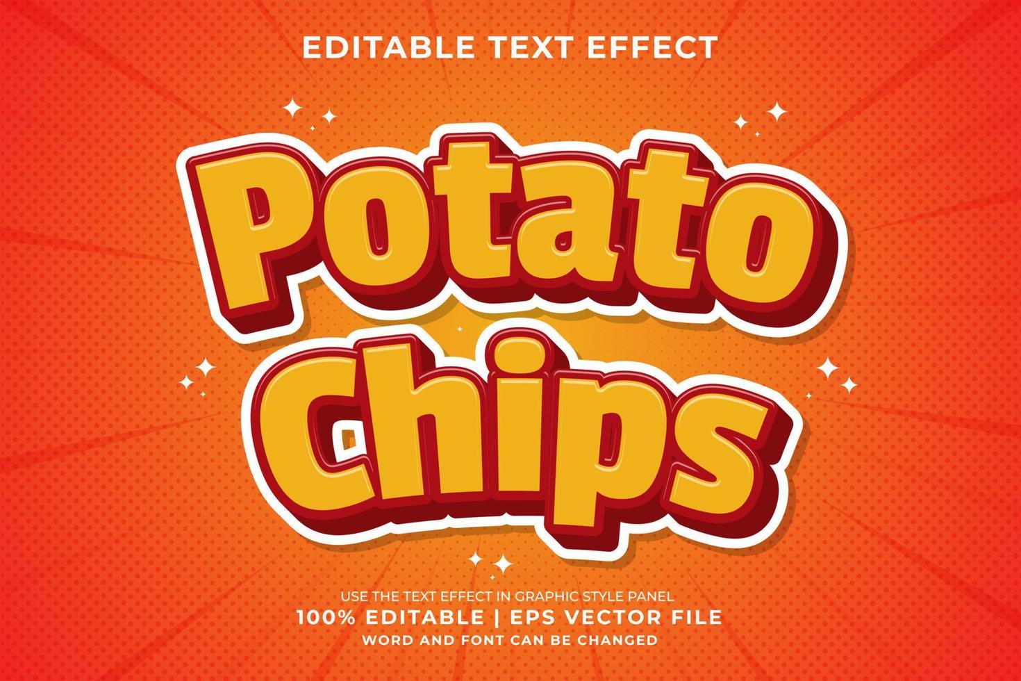 Editable text effect - Potato Chips Cartoon template style premium vector