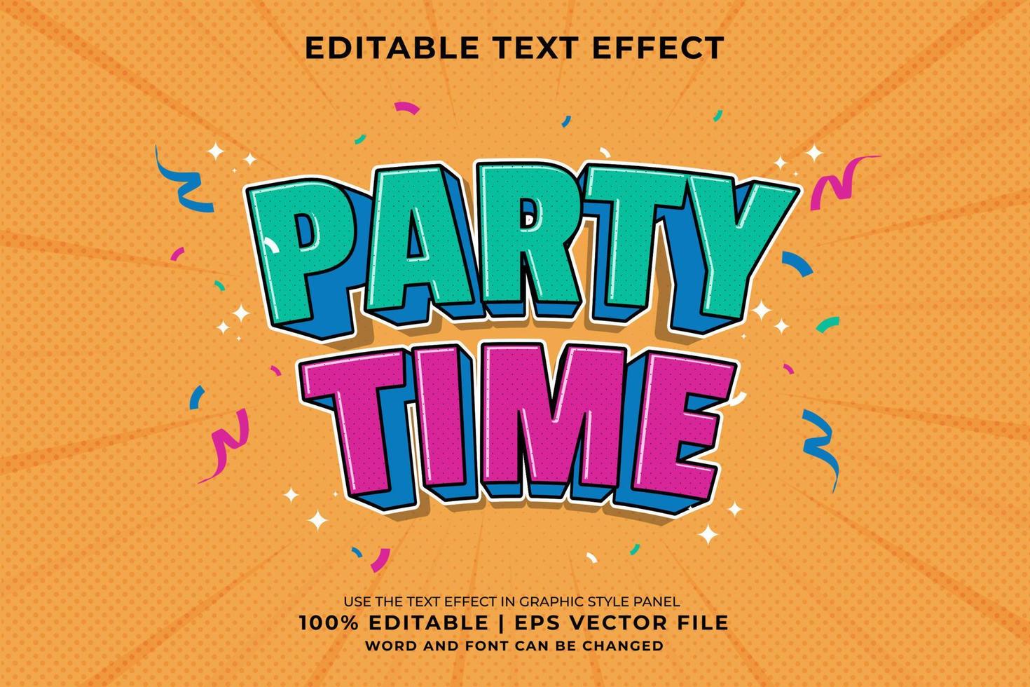 Editable text effect - Party Time Cartoon template style premium vector