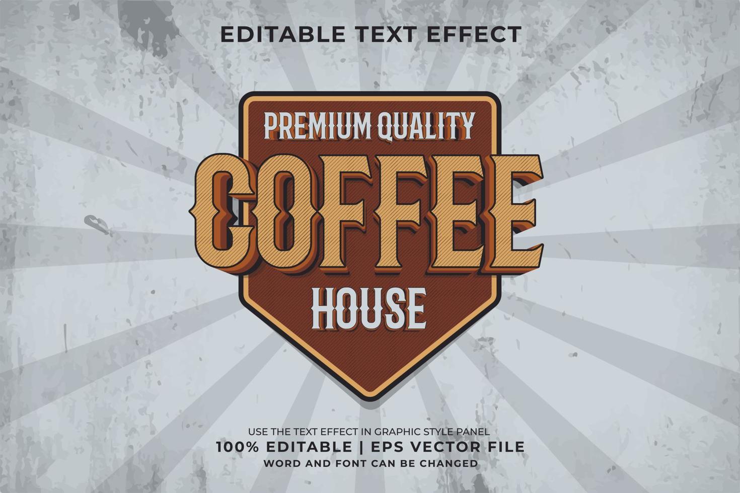 Editable text effect - Coffee House 3d Vintage template style premium vector