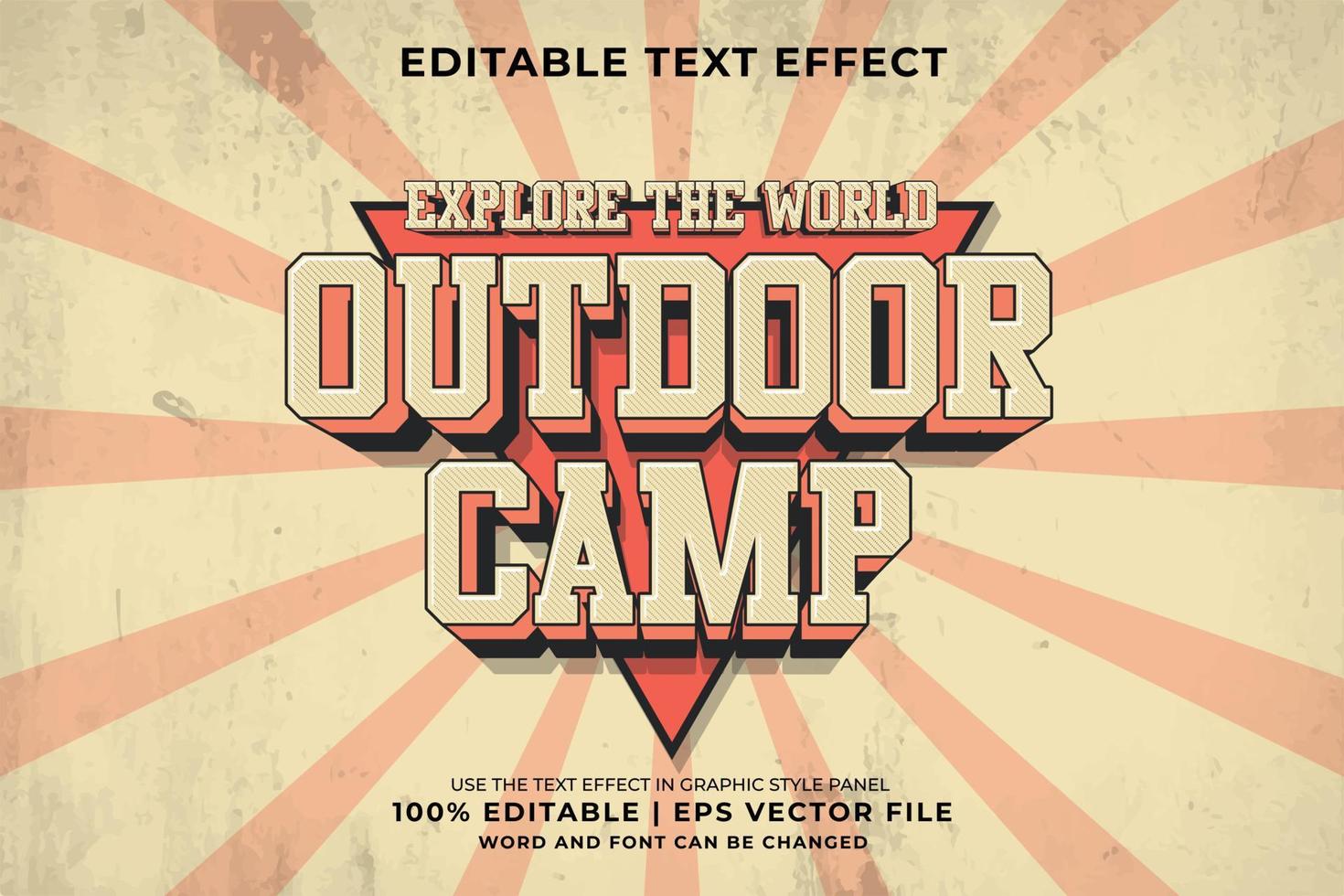 Editable text effect - Outdoor Camp 3d Retro Logo template style premium vector