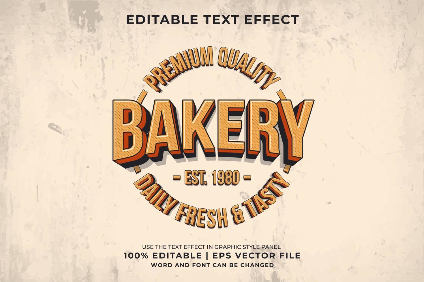 efecto de texto editable - vector premium de estilo de plantilla de logotipo vintage de panadería