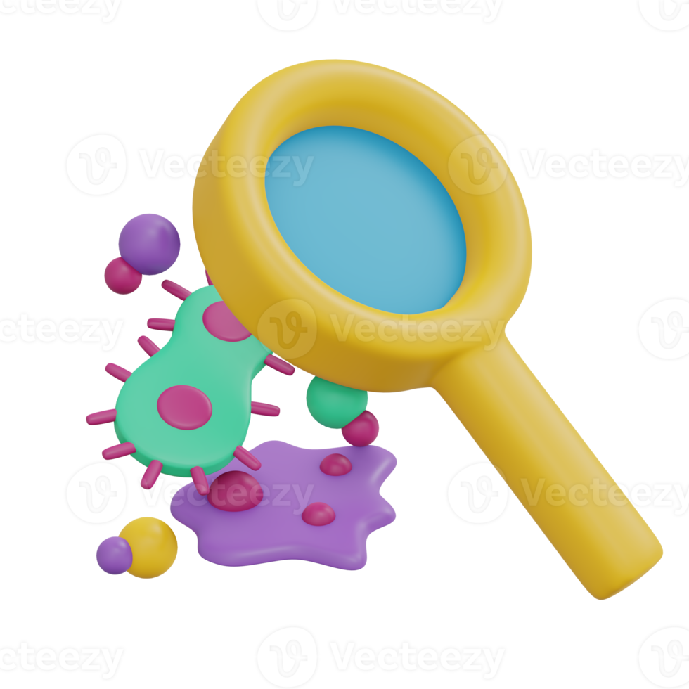 Bacteria study icon cartoon style 3D render png