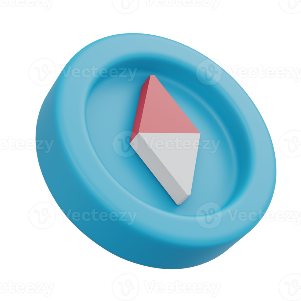 Compass icon cartoon style 3D render png