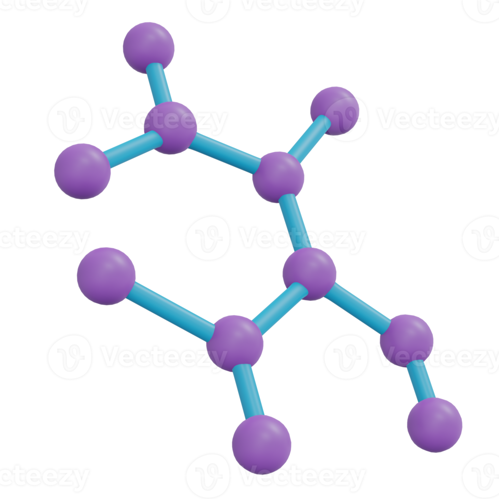 estilo de desenho animado de ícone de molécula renderização em 3d png