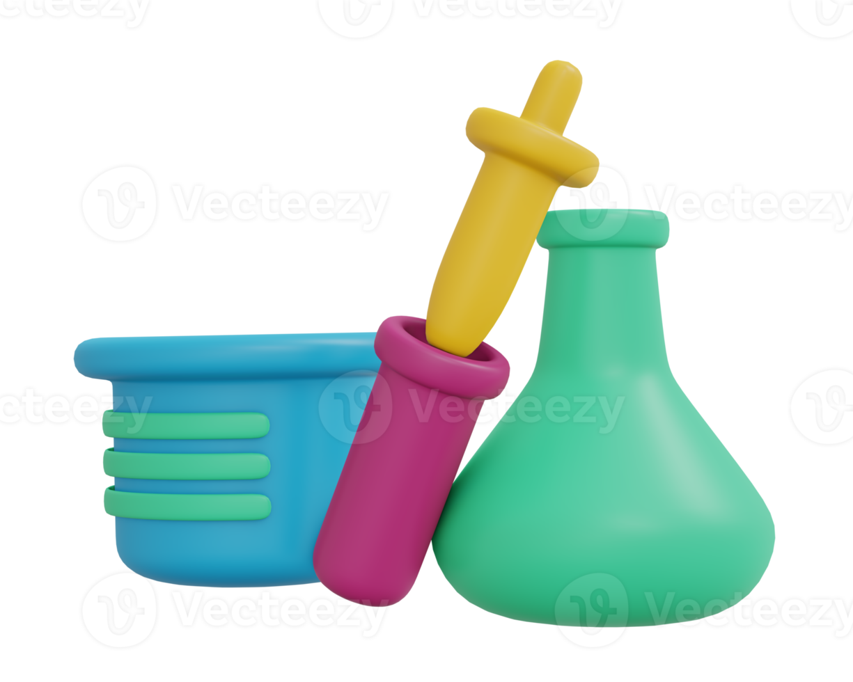 Lab tools icon cartoon style 3D render png