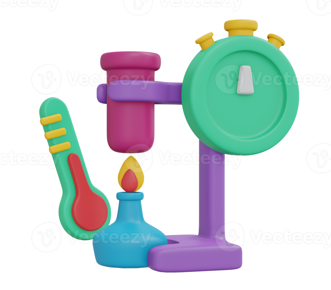 Science lab set icon cartoon style 3D render png