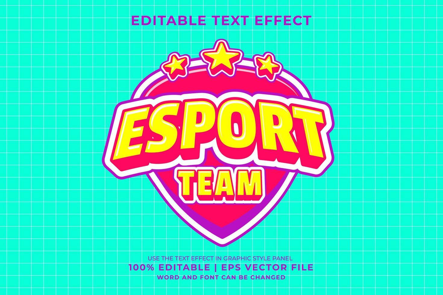 Editable text effect - Esport Team Cartoon template style premium vector