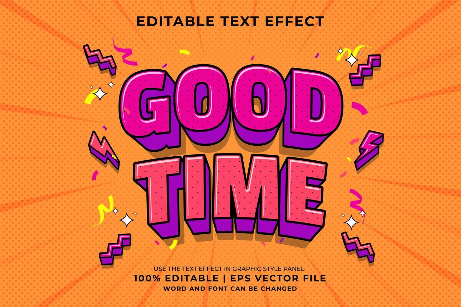 Editable text effect - Good Time Cartoon template style premium vector