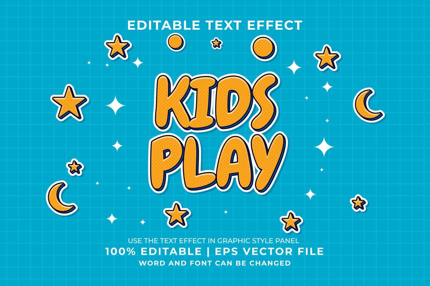 efecto de texto editable - vector premium de estilo de plantilla de dibujos animados de juego de niños
