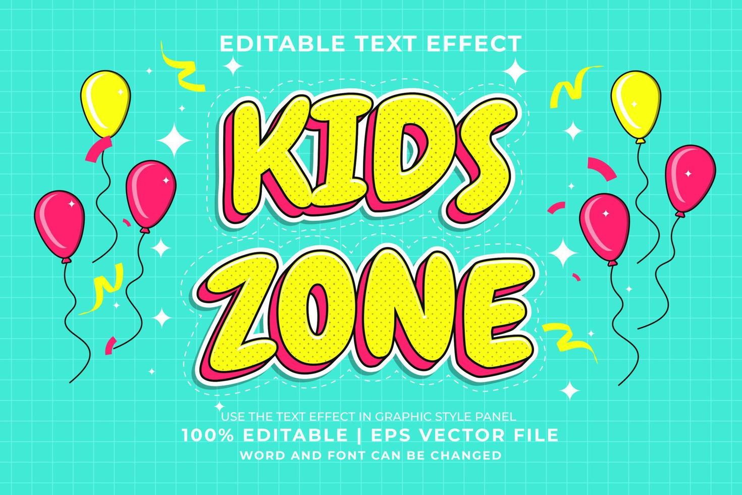 Editable text effect - kids zone Cartoon template style premium vector