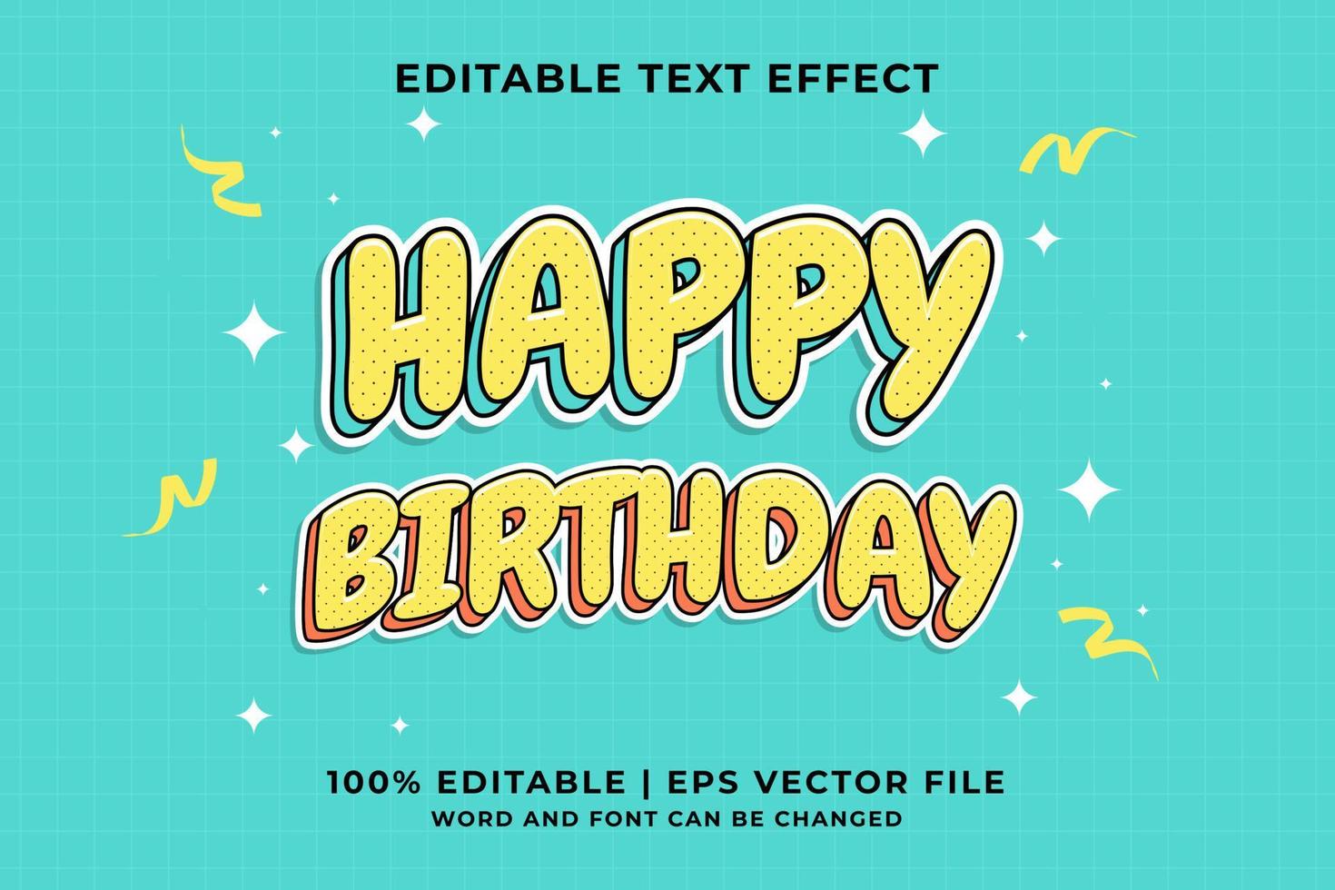 Editable text effect - happy birthday Cartoon template style premium vector