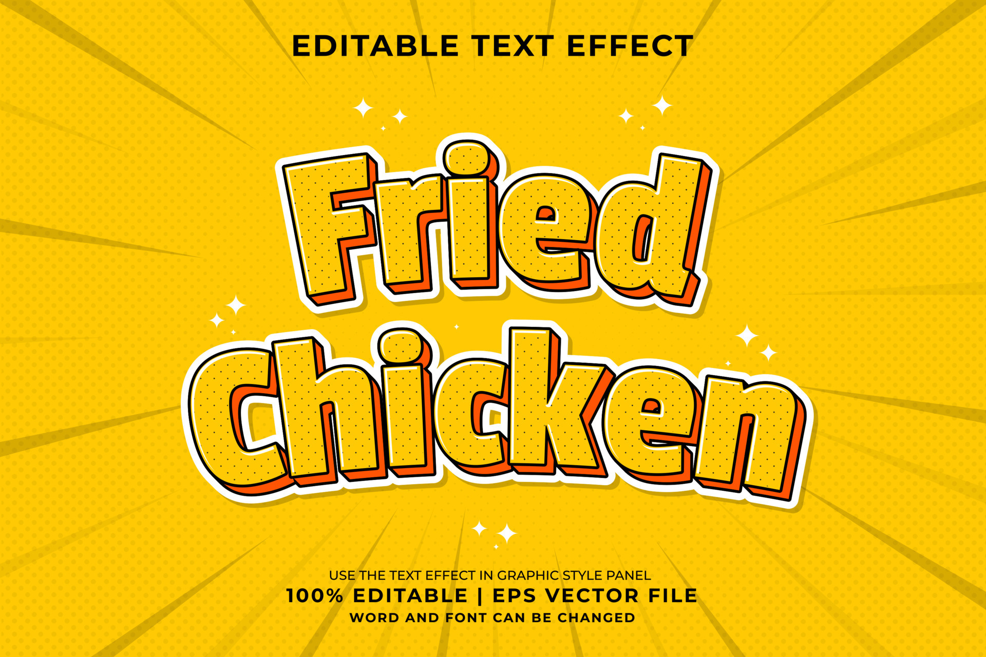 Editable text effect Fried Chicken Cartoon template style premium