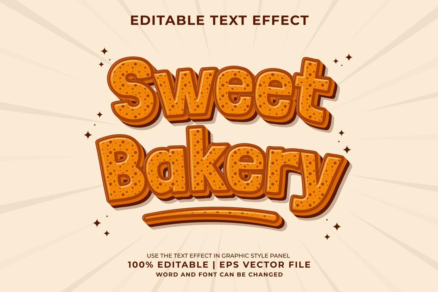 efecto de texto editable - vector premium de estilo de plantilla de dibujos animados tradicional 3d de panadería dulce