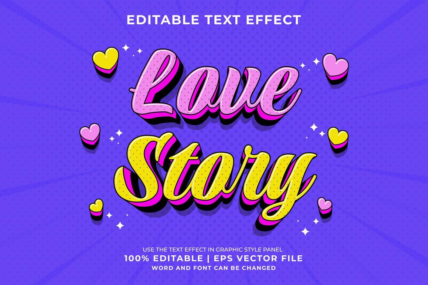 efecto de texto editable - historia de amor estilo de plantilla de dibujos animados tradicional vector premium