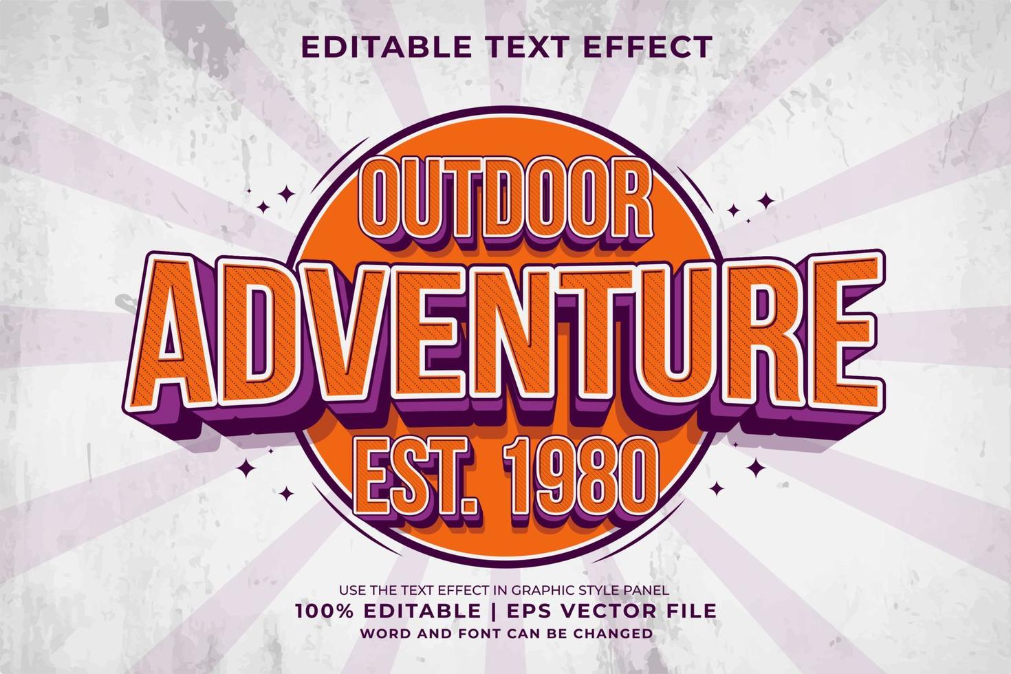 Editable text effect - Outdoor Adventure 3d Retro Logo template style premium vector