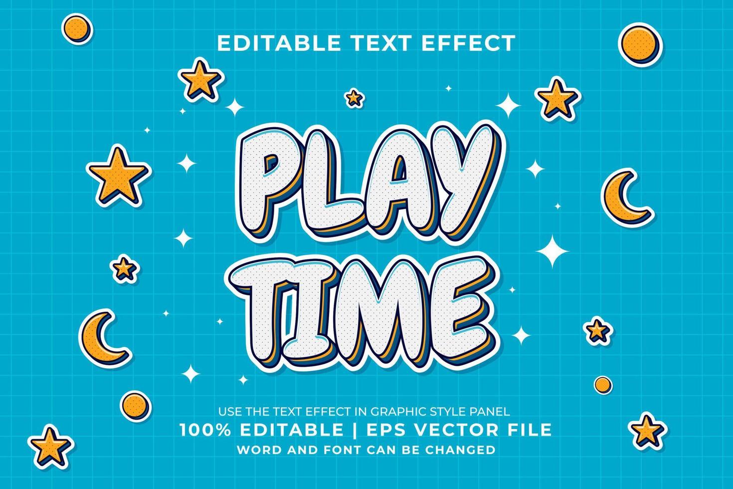 Editable text effect - play time Cartoon template style premium vector