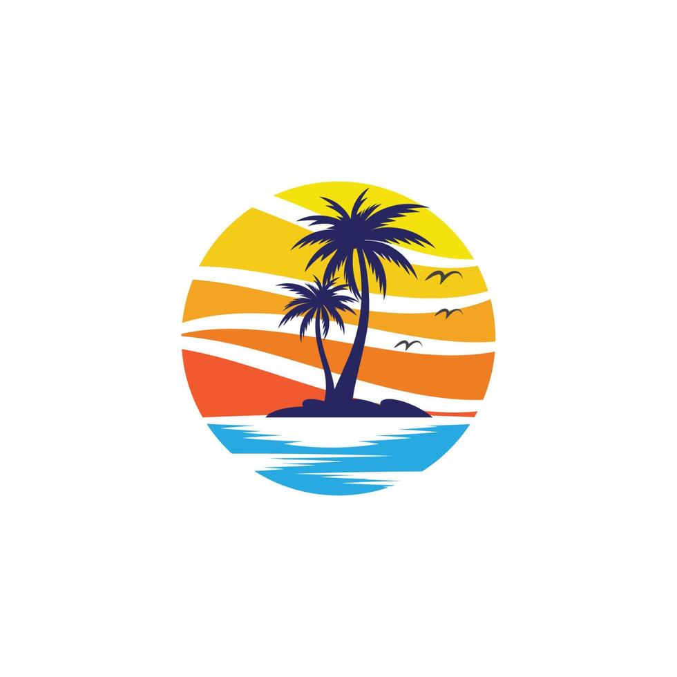 Palm tree summer logo template vector