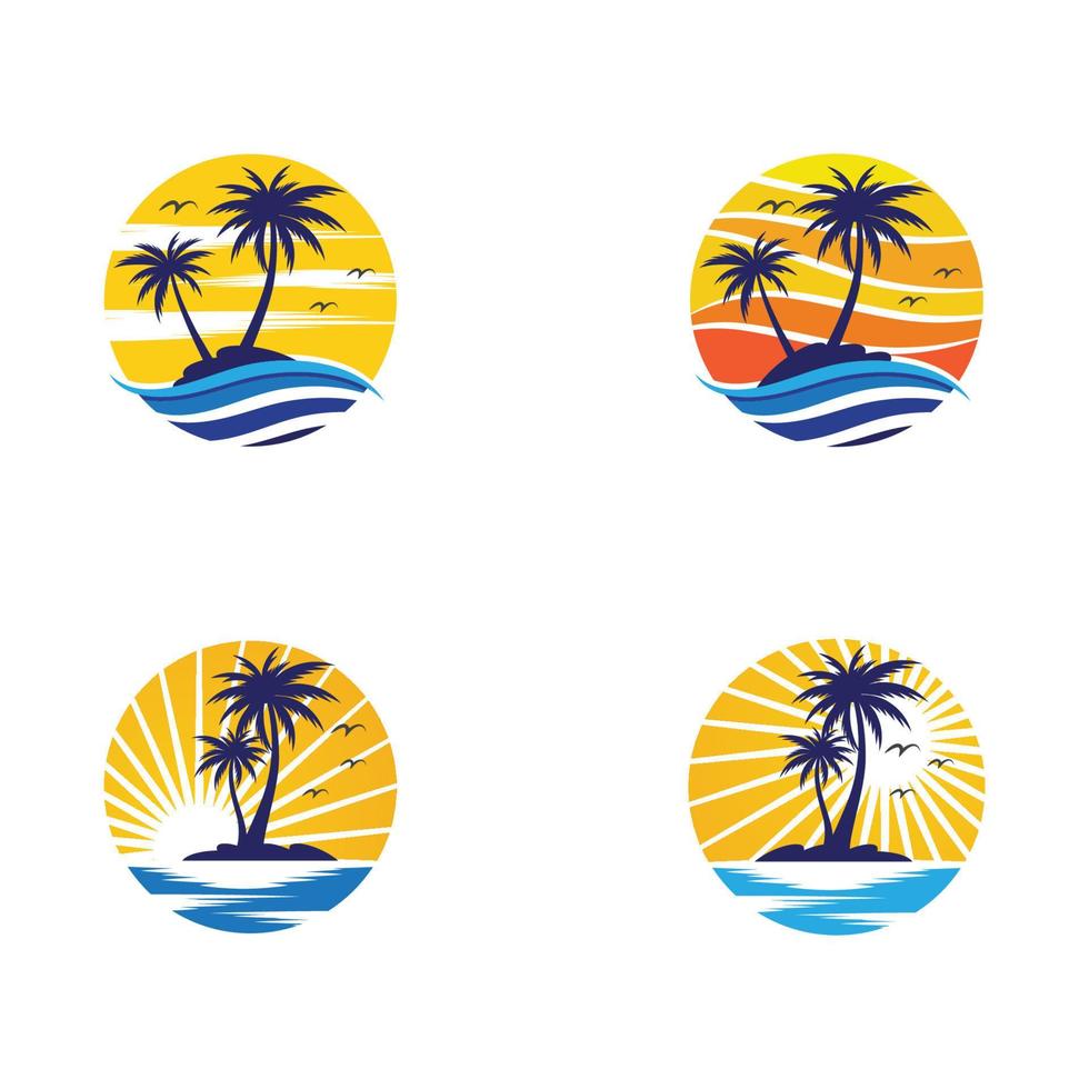 Palm tree summer logo template vector