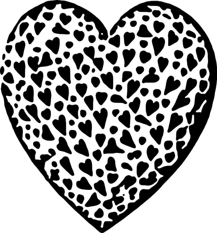 black and white of heart shape cartoon vector