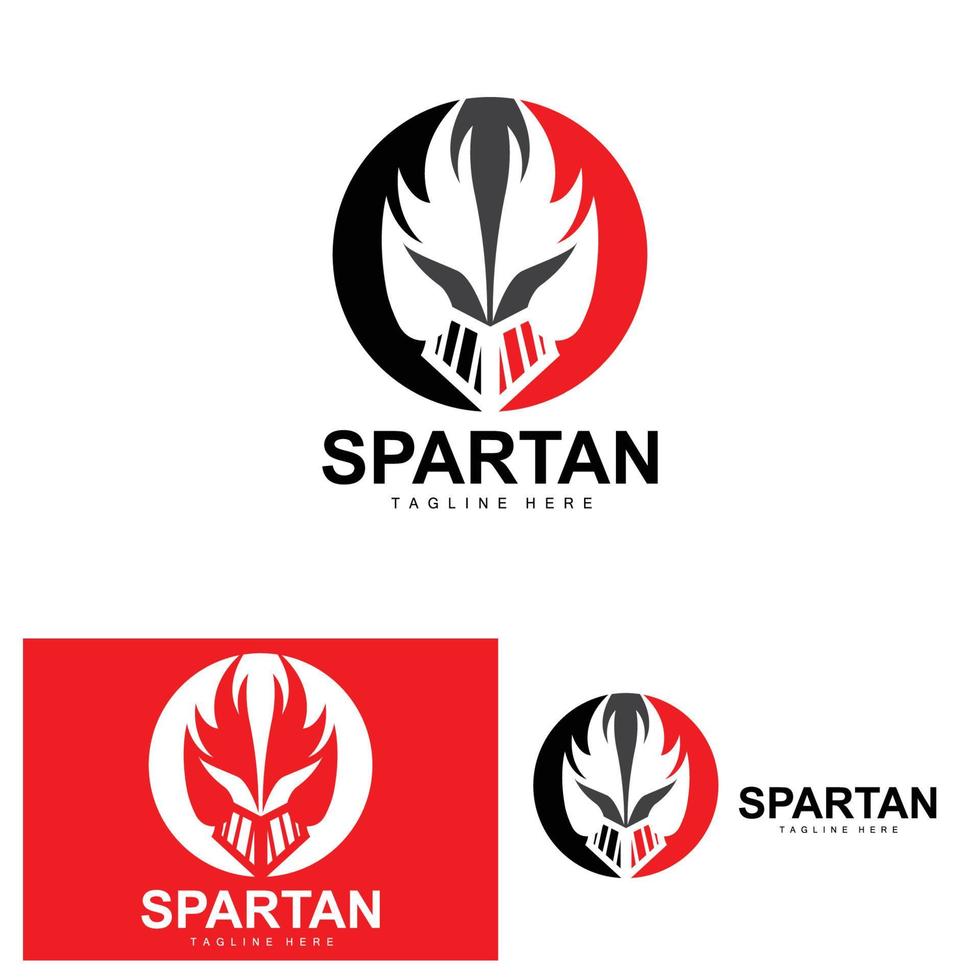 logo espartano, vector de traje de casco de guerra, icono de armadura bárbara, vikingo, diseño de gimnasio, fitness