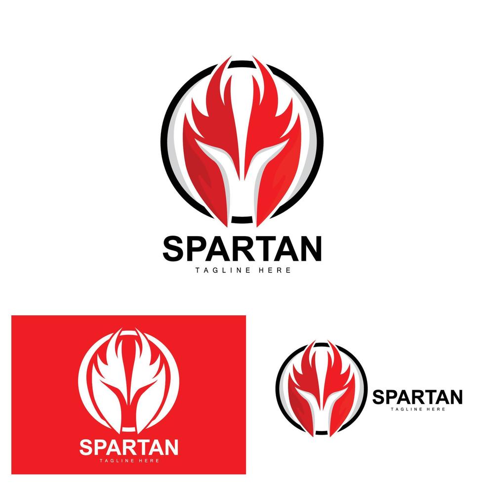 logo espartano, vector de traje de casco de guerra, icono de armadura bárbara, vikingo, diseño de gimnasio, fitness