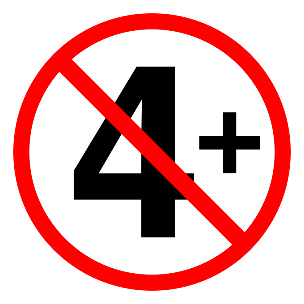 Age Ratting Sign Not Suitable for Children under 4 on Transparent Background png