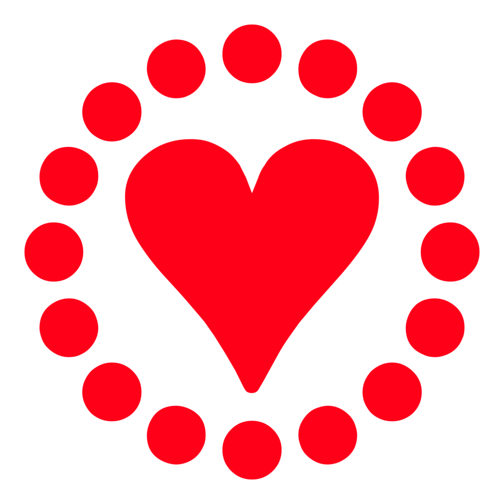 Red Heart with Dotted Circle on Transparent Background png