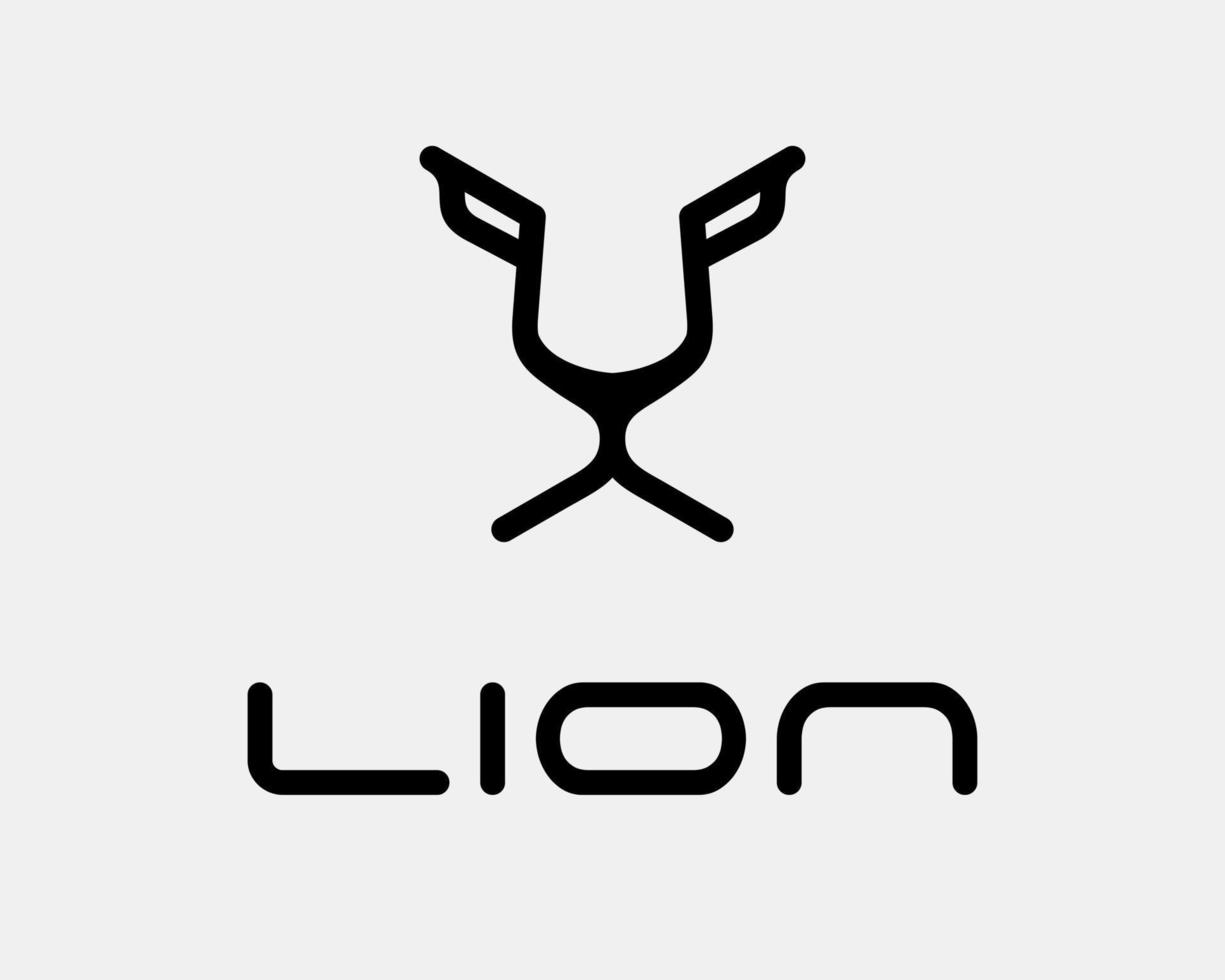 Lion Mane Leo Flat Face Head Abstract Simple Line Art Linear Minimalist Elegant Vector Logo Design
