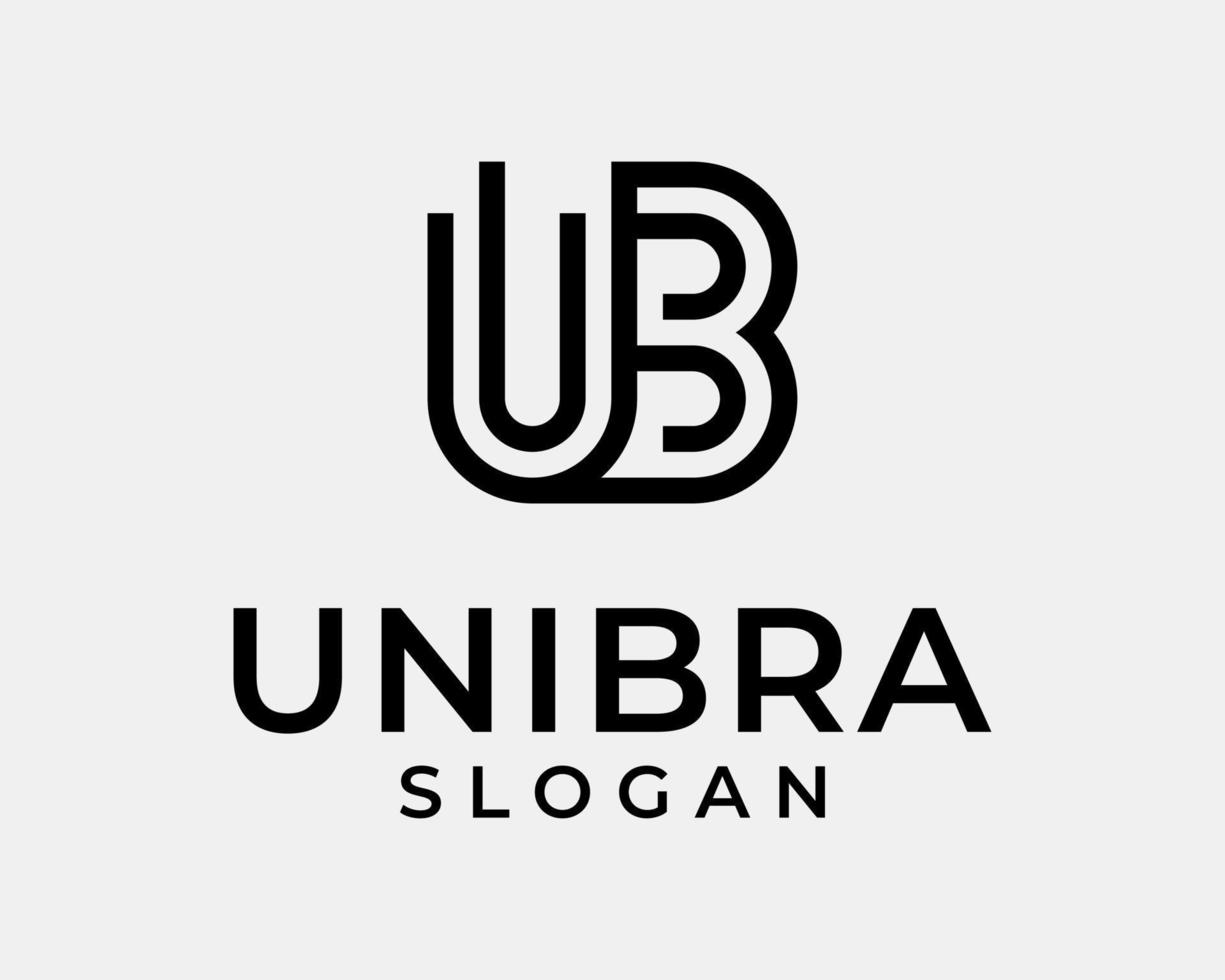 letra ub bu iniciales línea arte líneas lineal simple mínimo minimalista plano icono vector logo diseño