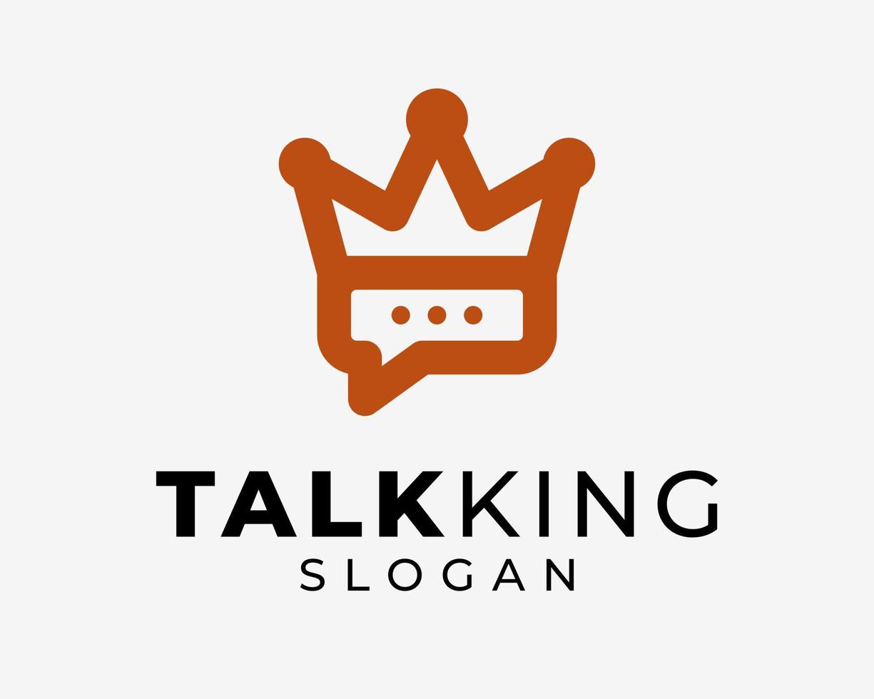 Talk Speak Chat Bubble Dialog Message Crown Diadem King Queen Simple Line Art Vector Logo Design