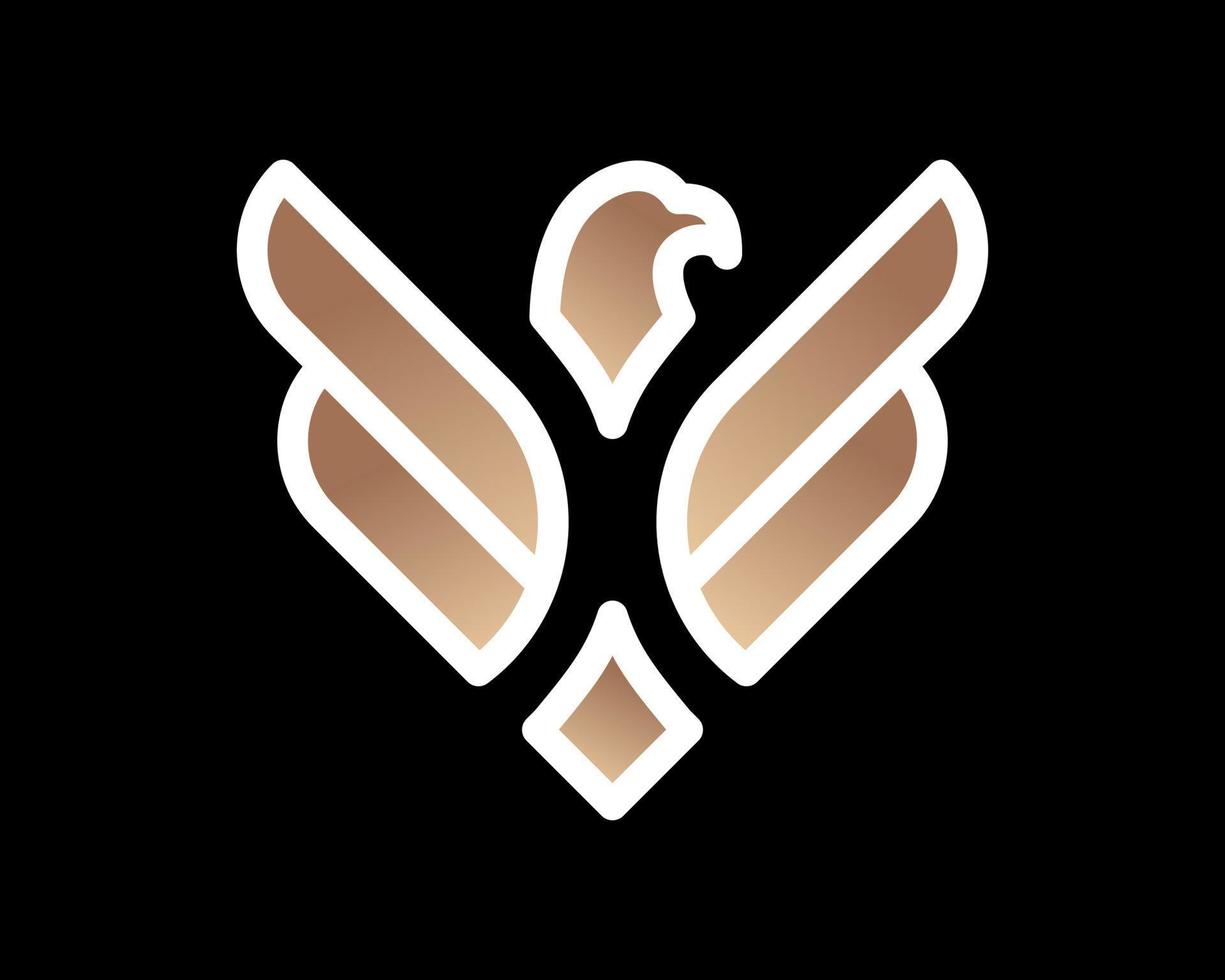 águila halcón pájaro mosca ala libertad oro lujo dorado con clase contorno emblema vector logotipo diseño