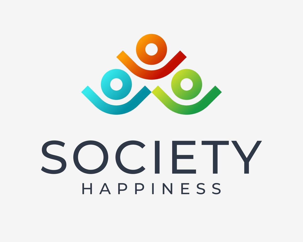 sociedad gente comunidad éxito felicidad caridad apoyo diverso igualdad color vector logo diseño