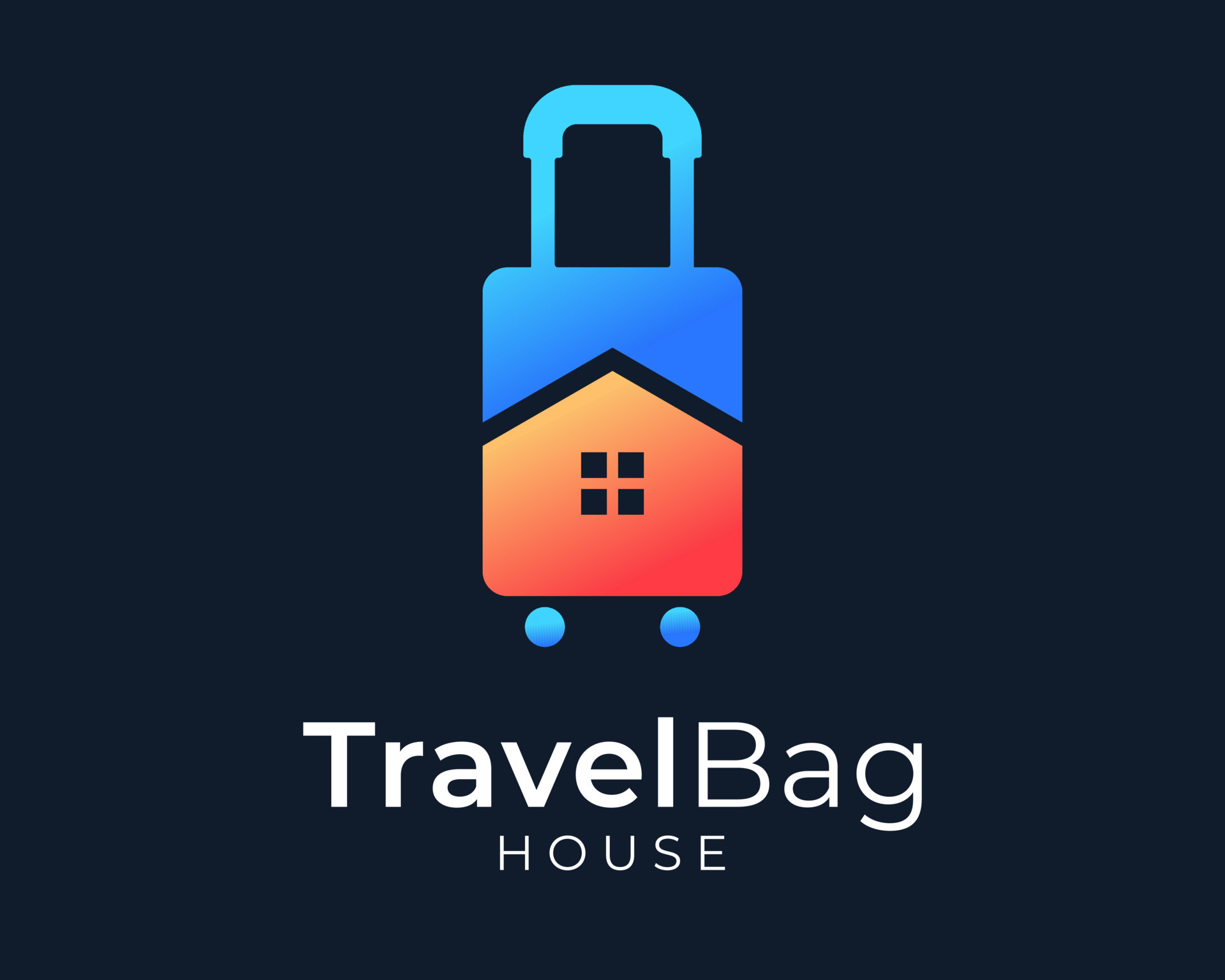 Suitcase Travel Bag Vacation Luggage Tourist House Home Building Smart Concept Vector Logo