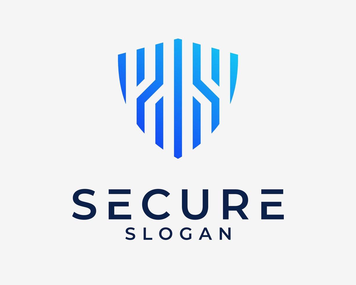 Shield Protect Safe Guard Security Safety Line Modern Technology Digital Future Vector Logo Design