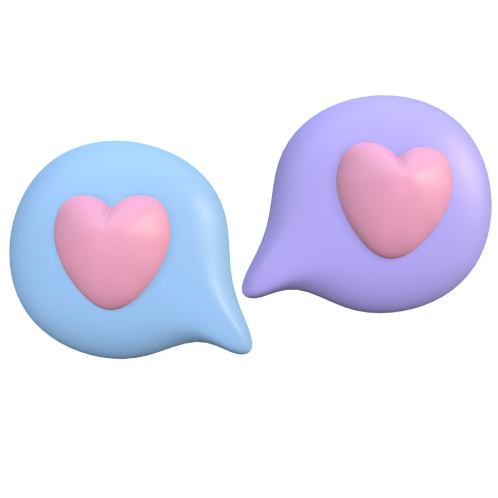 Corazones y burbujas de chat de amor 3D png