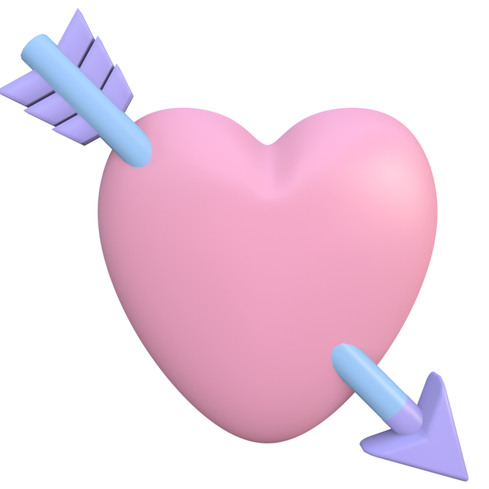 3d Heart arrowed with a wooden cupids arrow png