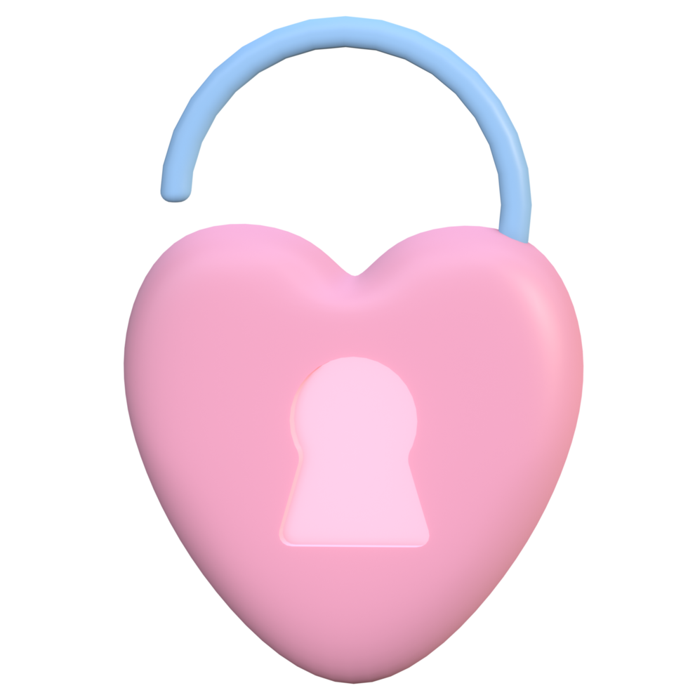 3d red heart shaped padlock png