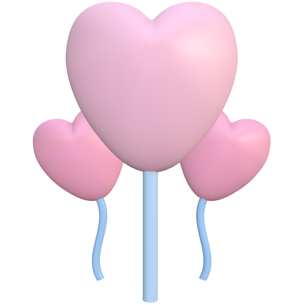 3d hot air balloon with red heart png