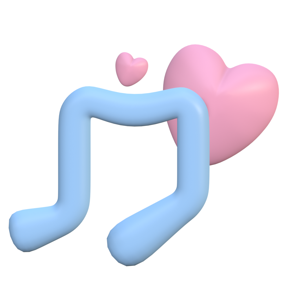 3d red heart with musical notes png