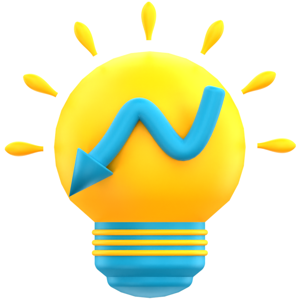 3D bulb with descending graph png